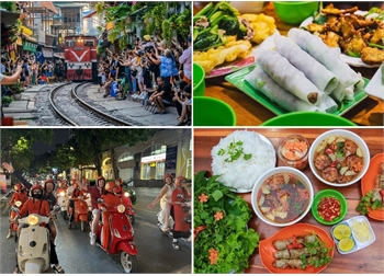 Hanoi After Dark Foodie Tour +Train Street  With Female Ao Dai Riders